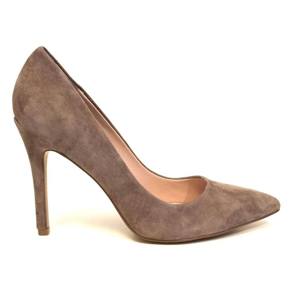 Charles David Suede Pointed-Toe Pump, Taupe Sz 10